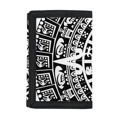 White And Black Maya Calendar Print Trifold Wallet