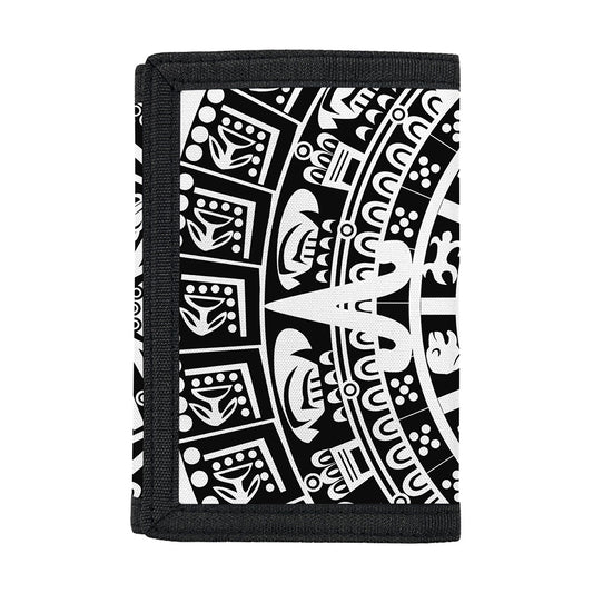 White And Black Maya Calendar Print Trifold Wallet