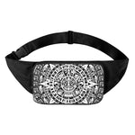 White And Black Maya Calendar Print Waist Bag
