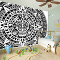 White And Black Maya Calendar Print Wall Sticker