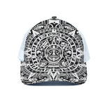 White And Black Maya Calendar Print White Mesh Trucker Cap