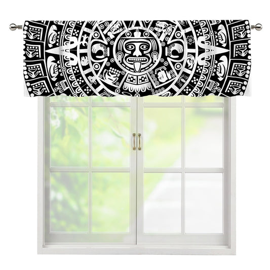 White And Black Maya Calendar Print Window Valance