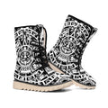 White And Black Maya Calendar Print Winter Boots
