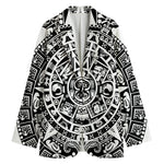 White And Black Maya Calendar Print Women's Blazer