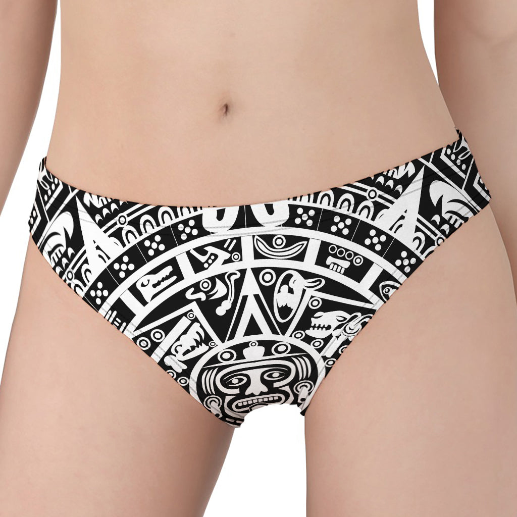 White And Black Maya Calendar Print Women's Panties
