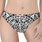 White And Black Maya Calendar Print Women's Thong