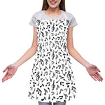 White And Black Music Note Pattern Print Adjustable Apron