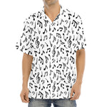 White And Black Music Note Pattern Print Aloha Shirt