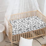 White And Black Music Note Pattern Print Baby Crib Sheet