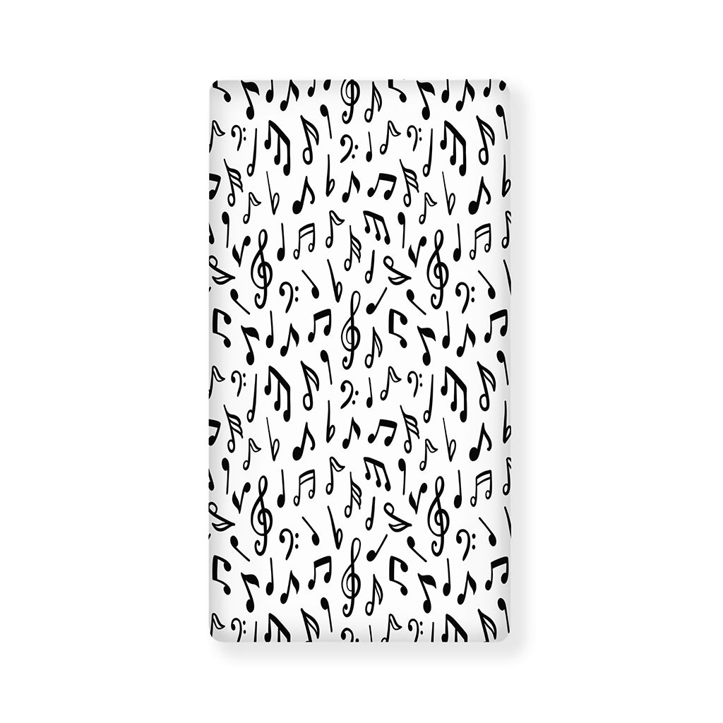 White And Black Music Note Pattern Print Baby Crib Sheet