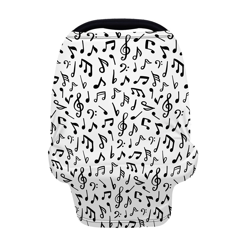 White And Black Music Note Pattern Print Baby Seat Cover