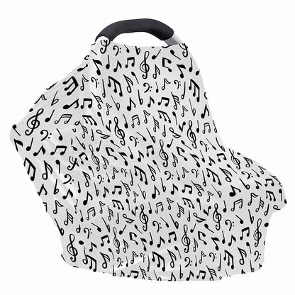White And Black Music Note Pattern Print Baby Seat Cover