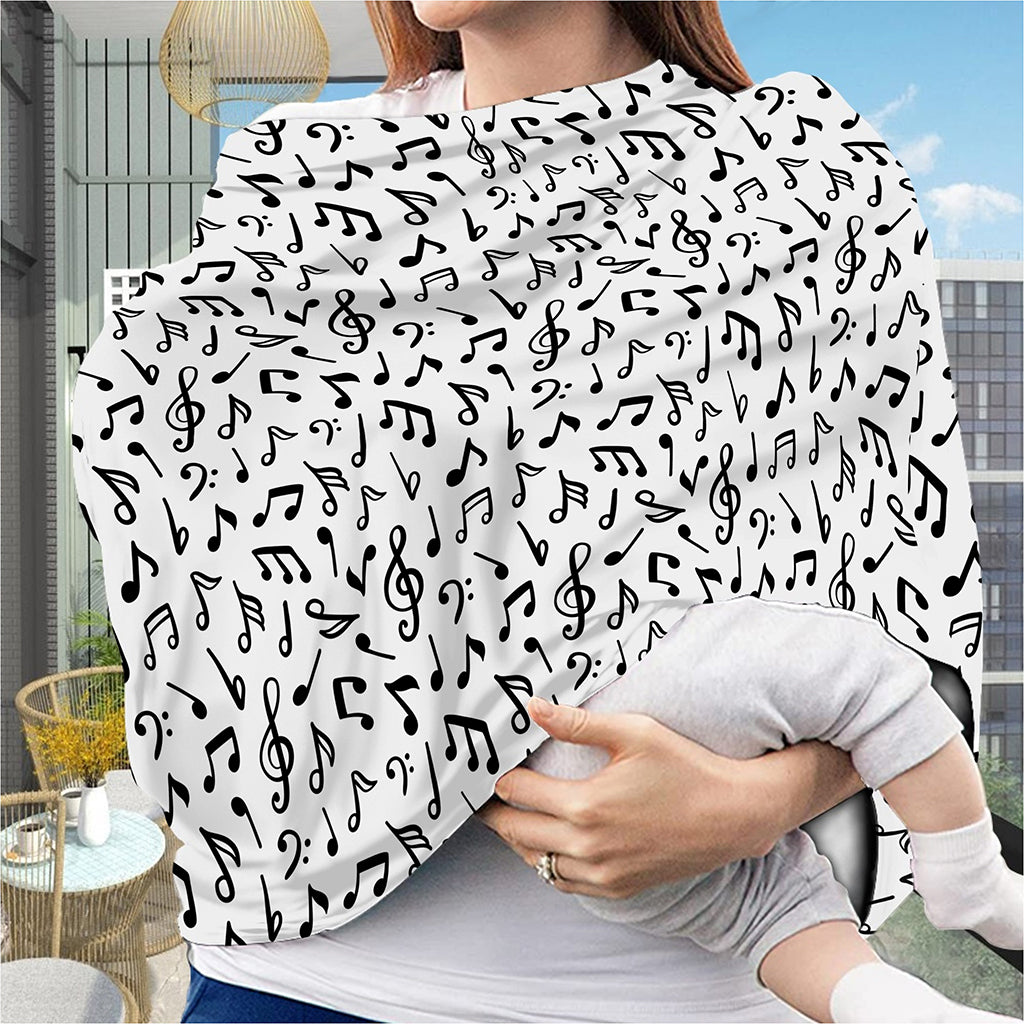 White And Black Music Note Pattern Print Baby Seat Cover