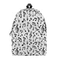 White And Black Music Note Pattern Print School Backpack
