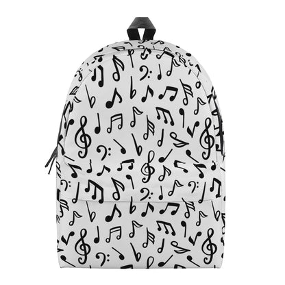 White And Black Music Note Pattern Print Backpack