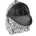 White And Black Music Note Pattern Print Backpack