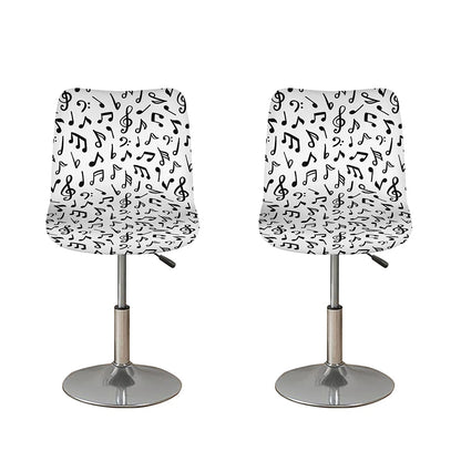White And Black Music Note Pattern Print Bar Stool Covers