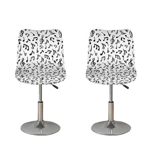 White And Black Music Note Pattern Print Bar Stool Covers