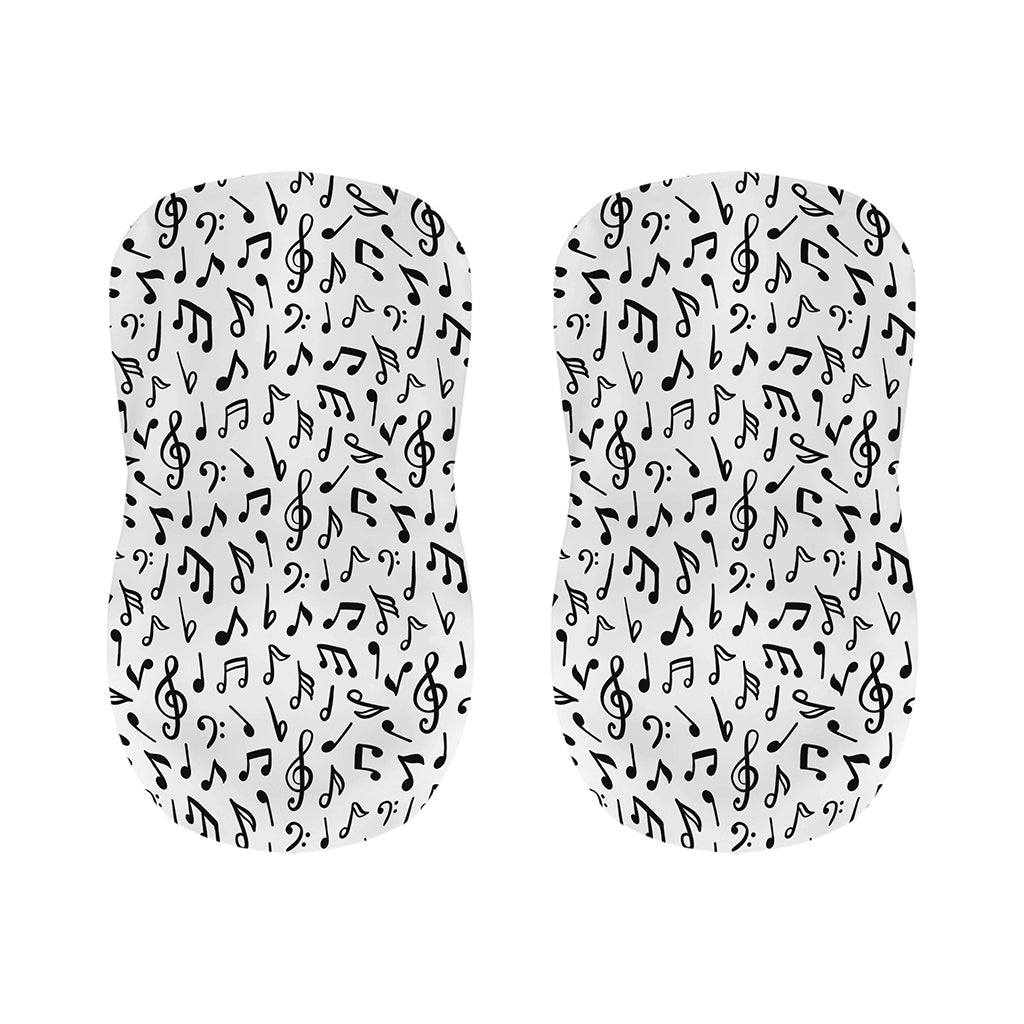 White And Black Music Note Pattern Print Bar Stool Covers