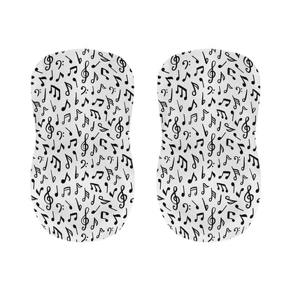 White And Black Music Note Pattern Print Bar Stool Covers