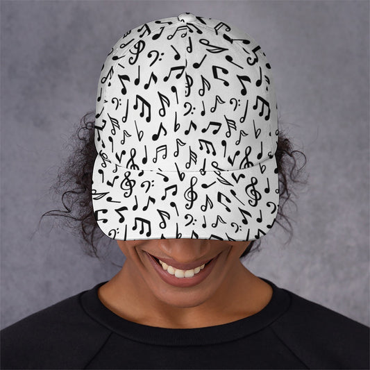 White And Black Music Note Pattern Print Baseball Cap