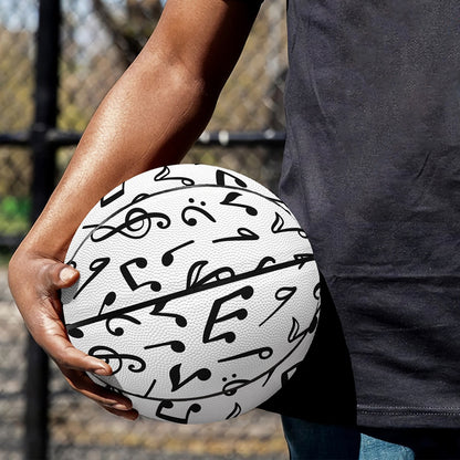 White And Black Music Note Pattern Print Basketball
