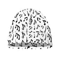 White And Black Music Note Pattern Print Beanie