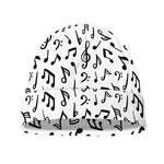 White And Black Music Note Pattern Print Beanie