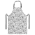 White And Black Music Note Pattern Print Bib Apron With Pocket