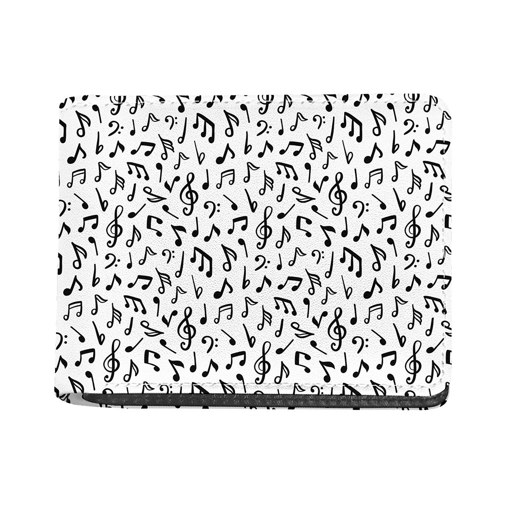 White And Black Music Note Pattern Print Bifold Wallet