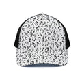 White And Black Music Note Pattern Print Black Mesh Trucker Hat