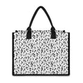 White And Black Music Note Pattern Print Canvas Tote Bag