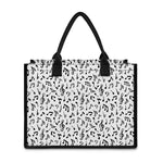White And Black Music Note Pattern Print Canvas Tote Bag