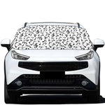 White And Black Music Note Pattern Print Car Windshield Snow Cover