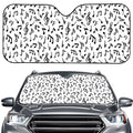 White And Black Music Note Pattern Print Car Windshield Sun Shade