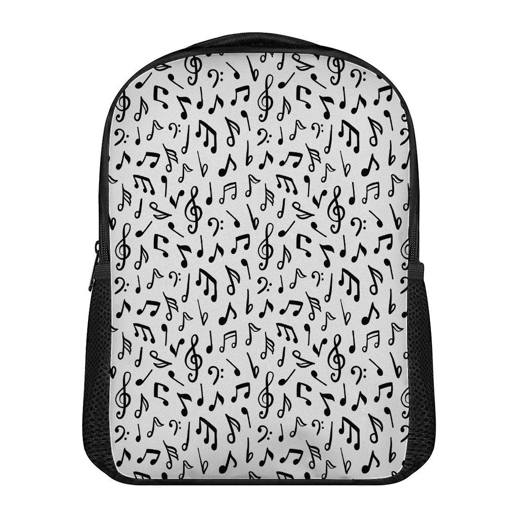 White And Black Music Note Pattern Print Casual Backpack