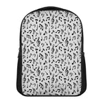 White And Black Music Note Pattern Print Casual Backpack