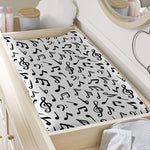 White And Black Music Note Pattern Print Changing Pad Cover