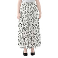 White And Black Music Note Pattern Print Chiffon Maxi Skirt