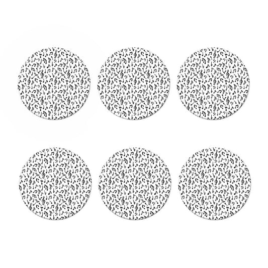 White And Black Music Note Pattern Print Coaster Set