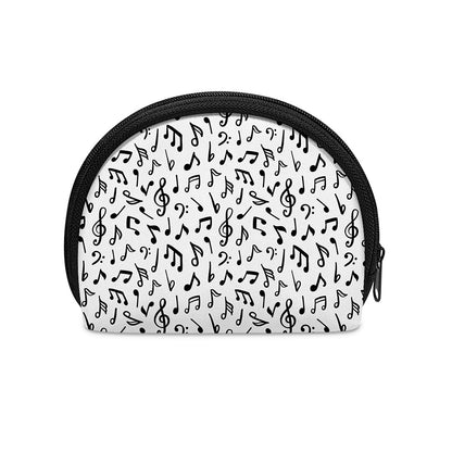 White And Black Music Note Pattern Print Coin Purse