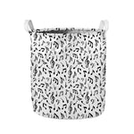 White And Black Music Note Pattern Print Collapsible Laundry Basket