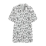 White And Black Music Note Pattern Print Cotton Hawaiian Shirt