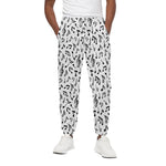 White And Black Music Note Pattern Print Cotton Pants