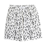 White And Black Music Note Pattern Print Cotton Shorts