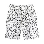 White And Black Music Note Pattern Print Cotton Shorts