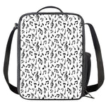 White And Black Music Note Pattern Print Crossbody Lunch Bag
