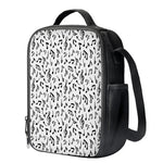 White And Black Music Note Pattern Print Crossbody Lunch Bag