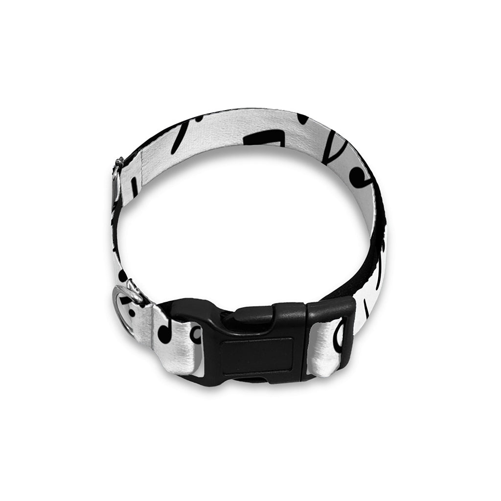 White And Black Music Note Pattern Print Dog Collar