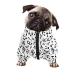 White And Black Music Note Pattern Print Dog Zip Up Jacket